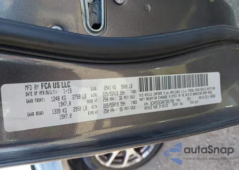 2019 Dodge Journey Gt Awd из США, поврежденный, VIN 3C4PDDEGXKT681709